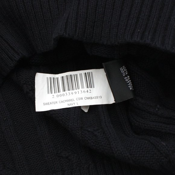 Cacharel Men's Vintage Long Sleeve Cable Knit Sweater Large Dark Navy Cotton - Picture 6 of 8